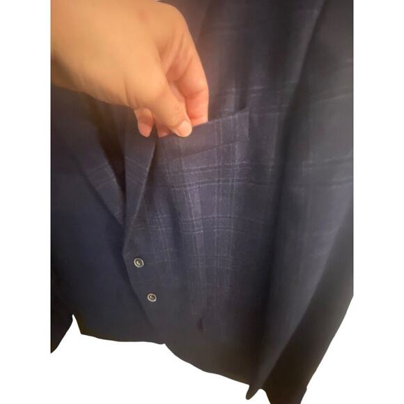 Jos A Bank 1905 Brrr Comfort Tailored Wool Blazer Navy Windowpane Men’s 44L - Picture 10 of 16